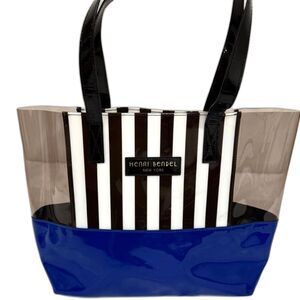 Henry Bendel Medium Size Iconic Striped PVC Tote Bag